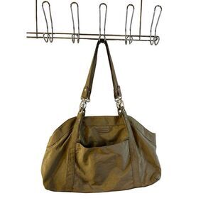 Baggallini shoulder bag brown blue lined 16x10” nylon